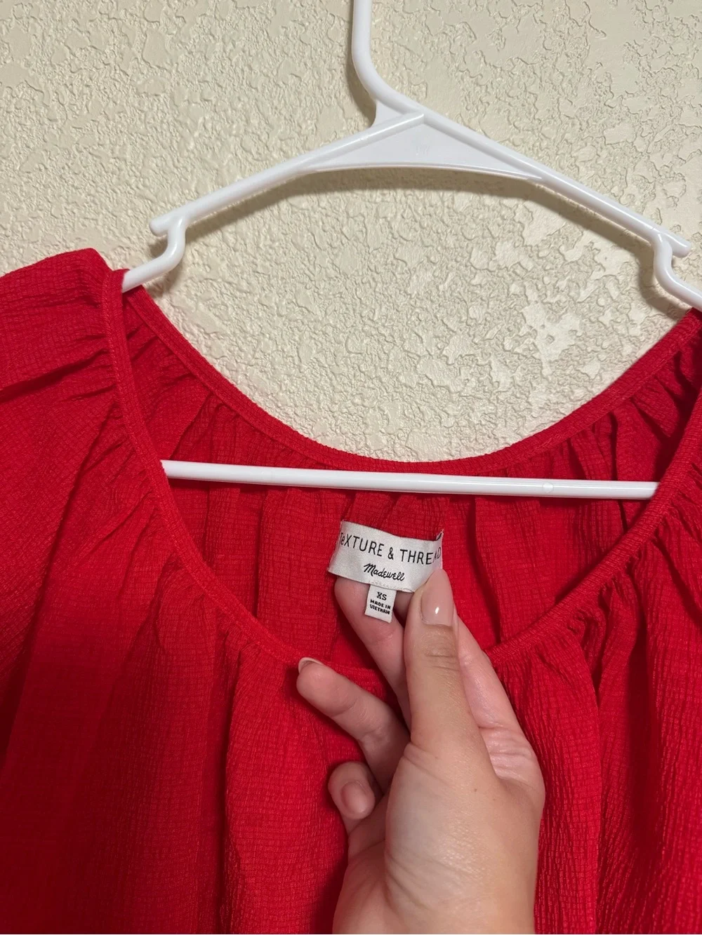 Madewell Red Puff Sleeve Scoop Neck Blouse ❤️‍🔥
